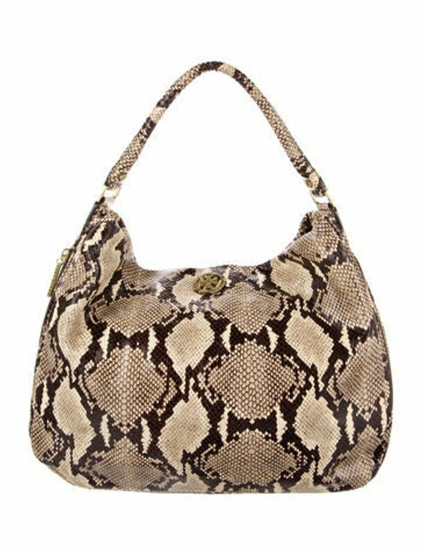 Tory Burch Embossed Leather Hobo Brown - ShopStyle