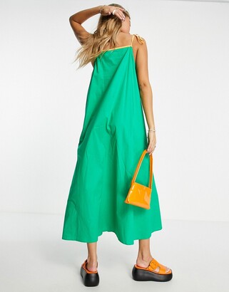 NATIVE YOUTH cami maxi dress with ruched slit and contrast binding