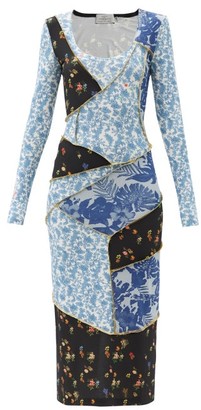 Preen by Thornton Bregazzi Jun Patchwork Floral-print Crepe Dress - Blue Multi
