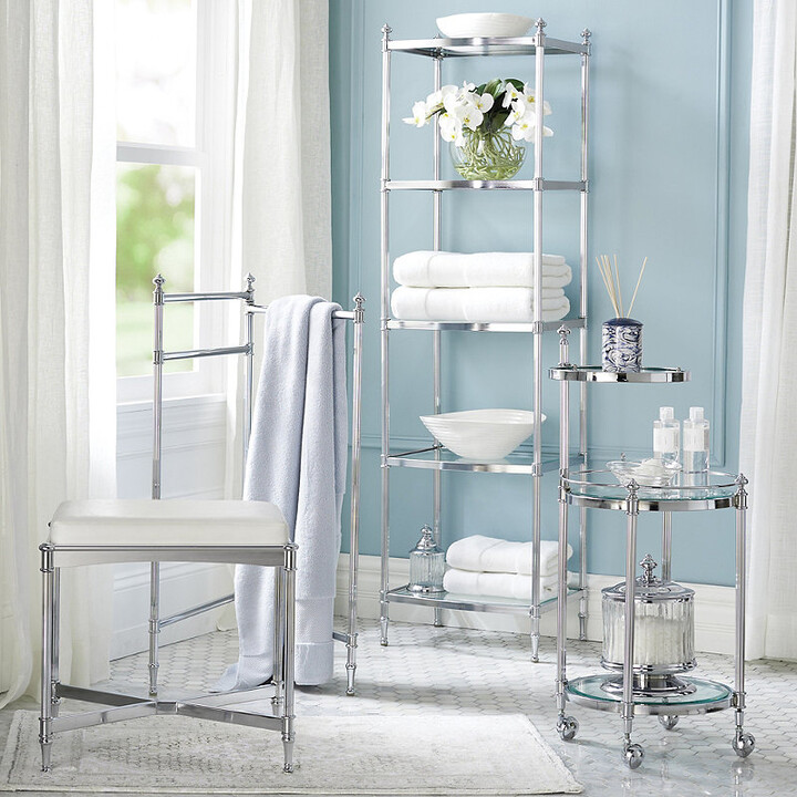 Frontgate Belmont Bath Storage Collection Chrome 3Tier Rolling Bath