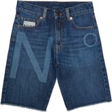 Thumbnail for your product : N°21 N21p148m Shorts Blue Denim Shorts With Laser-printed Logo