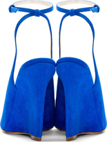 Thumbnail for your product : Brian Atwood Blue Suede Slingback Wedges