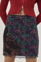 Thumbnail for your product : Nasty Gal Womens Floral Mesh Lettuce Hem Mini Skirt