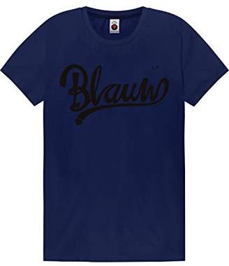 Scotch & Soda Maison Women's Classic AMS Blauw Artwork Tee T-Shirt, (Denim Blue 0155), Medium