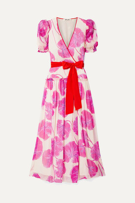 Diane von Furstenberg Ruffled Printed Crinkled Silk-chiffon Wrap Maxi Dress