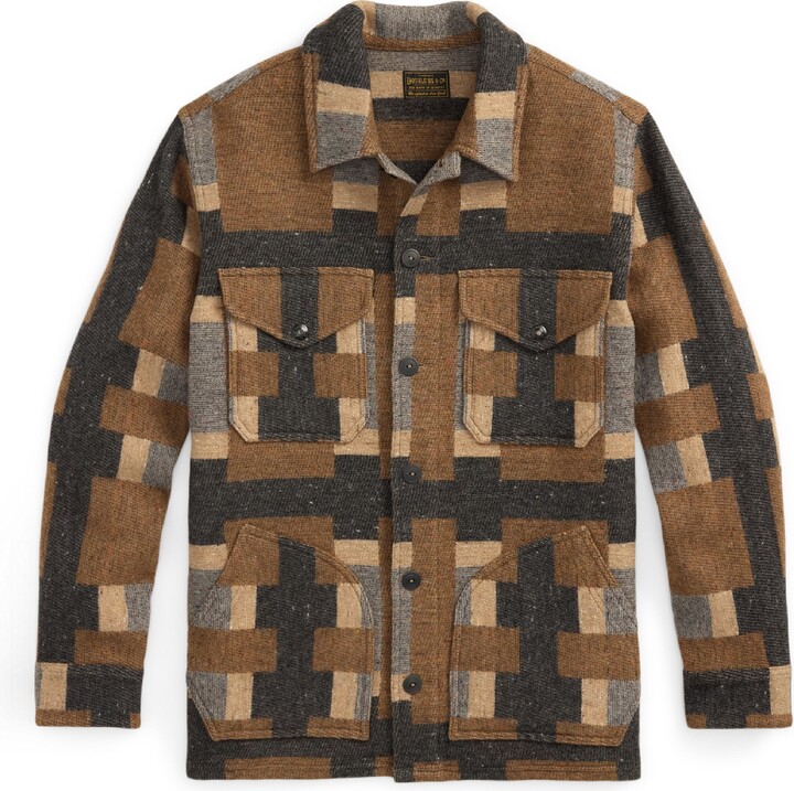 Double RL Geo Pattern Wool & Cotton Blend Jacket