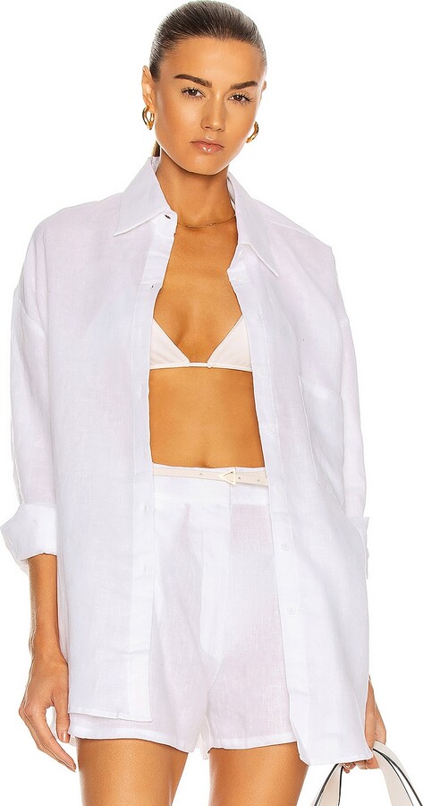 AEXAE Linen Woven Shirt in White