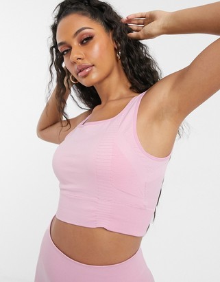 South Beach longline seamless crop top in pink - ShopStyle