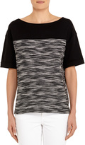 Thumbnail for your product : Jones New York Short Sleeve Mixed Media Boat Neck Top