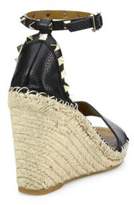 Thumbnail for your product : Valentino Rockstud Leather Espadrille Double Wedge Sandals