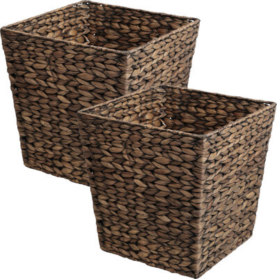 happimess Theo Coastal Farmhouse Handwoven Water Hyacinth 4.8-Gallon Tapered Square Wicker Wastebasket
