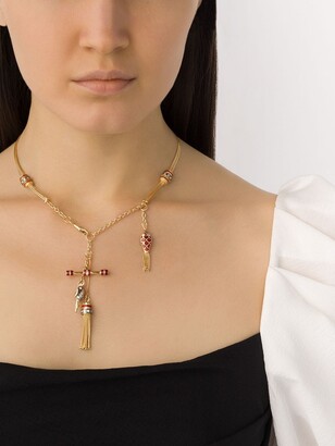 Selim Mouzannar 18kt rose gold diamond ruby Katak necklace