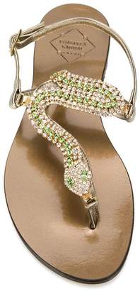 Emanuela Caruso Embellished Snake Strap Sandals