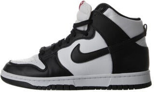 Nike Leather High Top Athletic Sneakers Black & White Colorblock Pattern Round-Toes Lace-Up Closure at Uppers Unfortunately, due to restrictions, this item may not be eligible for shipping in all areas.