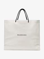 Balenciaga White North East Shopper XL Tote Bag