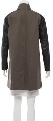 Elizabeth and James Leather-Accented Double-Breasted Coat