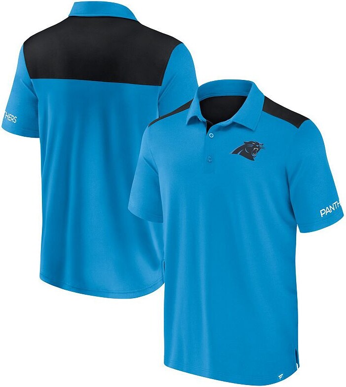 Men's Fanatics Blue/Black Carolina Panthers Colorblock Polo