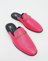Thumbnail for your product : ASOS DESIGN backless mule loafer in pink faux leather