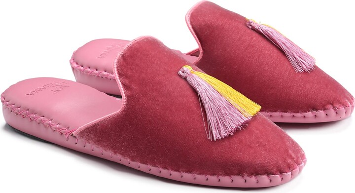 Not Just Pajama Women Classic Velvet Slippers - Pink & Purple