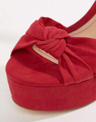 Bershka Red Knot Front Platform Sandals