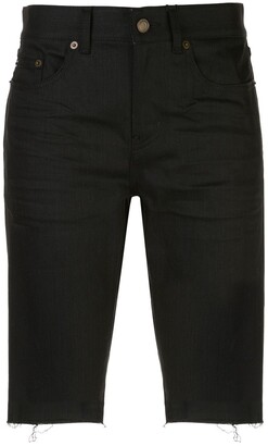 white denim knee shorts