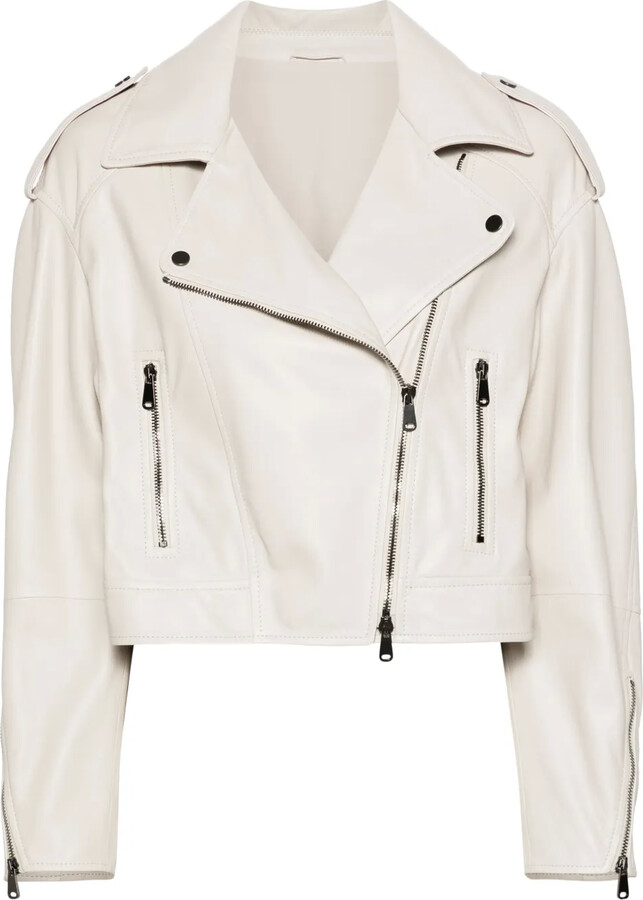 Brunello Cucinelli Notched-Lapels Leather Jacket