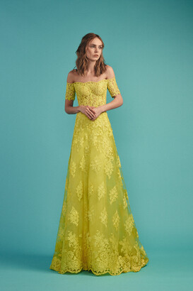 isolation lægemidlet Adskille Off Shoulder Yellow Lace Dress | ShopStyle