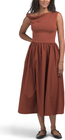 Parker Mixed Media Midi Dress for Women | Spandex/Cotton