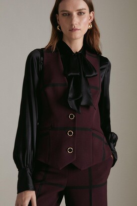 Karen Millen Premium Compact Stretch Check Waistcoat - ShopStyle