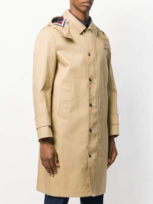 Thom Browne Detachable Hood Snap Front Parka (38") In Mackintosh