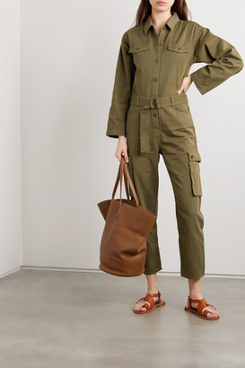 Maje Belted Cotton-twill Jumpsuit