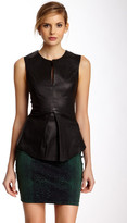 Thumbnail for your product : Robert Rodriguez Stretch Split Neck Leather Tank