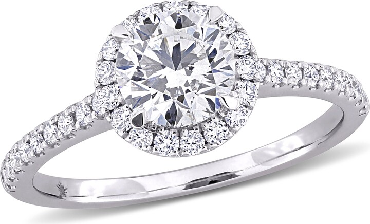 Created Forever 1 1/3ct TW Lab-Grown Diamond Halo Engagement Ring in 14k White Gold
