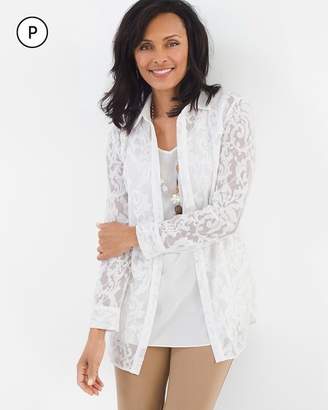 Chico's Chicos Petite Lace Embroidered Shirt