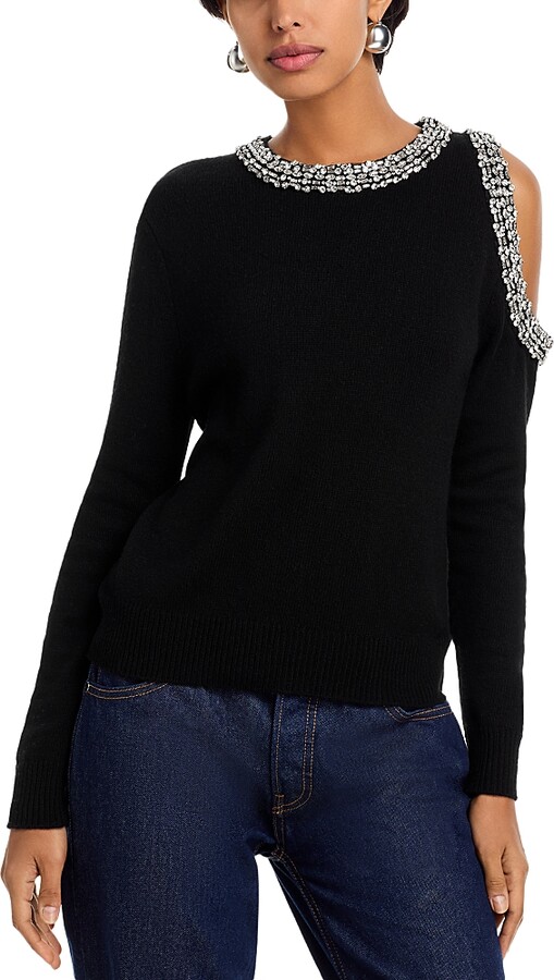 Milly Roma Crystal Embellished Crewneck Top