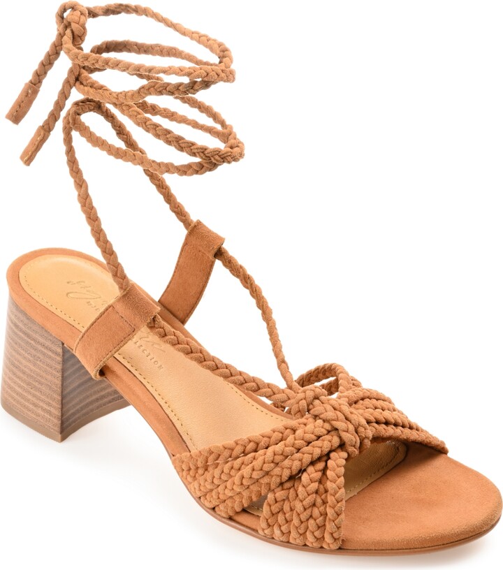 Journee Signature Women's Railee Braided Block Heel Sandals