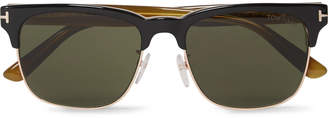 Tom Ford Louis D-Frame Rose Gold-Tone and Acetate Sunglasses