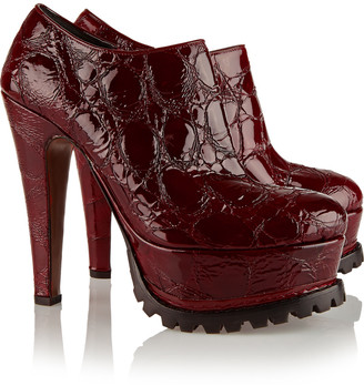 Alaia sold out Croc-effect patent leather ankle boots