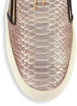 Giuseppe Zanotti Snake-Embossed Leather Slip-On Sneakers
