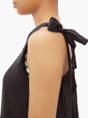 Juliet Dunn Mirror-embellished Silk Dress - Black