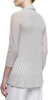 Thumbnail for your product : Lafayette 148 New York Pleated Stripe Cardigan, Vapor Gray