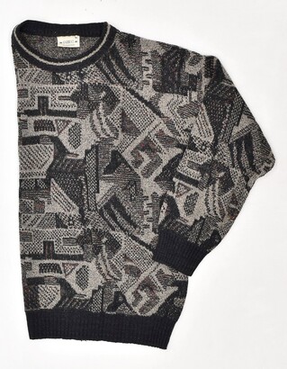 Messina Hembry Clothing Ltd Vintage Gabicci Size M geometric abstract crew  neck jumper in grey - ShopStyle