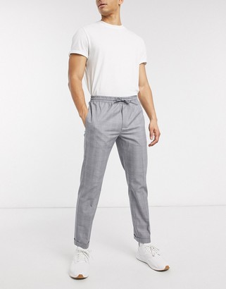 Burton Menswear slim fit smart joggers in grey & navy check - ShopStyle  Trousers