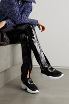 Thumbnail for your product : Roger Vivier Viv Run Crystal-embellished Neoprene, Mesh And Leather Sneakers - Black