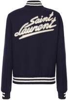 Thumbnail for your product : Saint Laurent Back Logo Wool & Leather Varsity Jacket