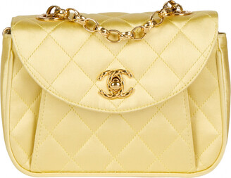 Sold at Auction: Chanel Yellow Quilted Velvet Mini Classic Flap Shoulder Bag