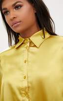 Thumbnail for your product : PrettyLittleThing Chartreuse Satin Button Front Shirt