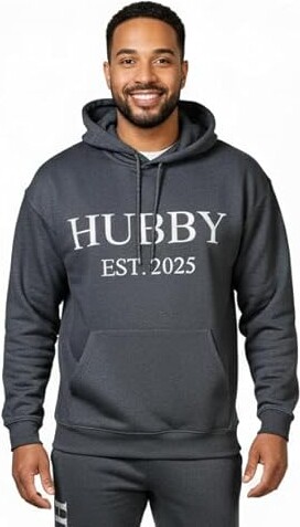 HAVENORO Embossed Hubby Hoodie Sweatshirt
