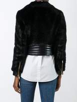 Thumbnail for your product : Moschino cropped faux fur biker jacket