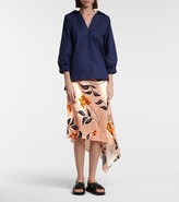 Thumbnail for your product : Marni Floral satin asymmetric midi skirt